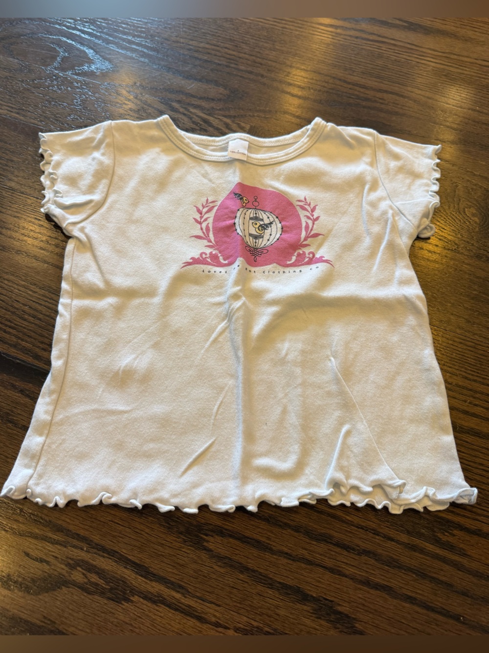 Girls Short-Sleeve White Tee with Pink Graphic